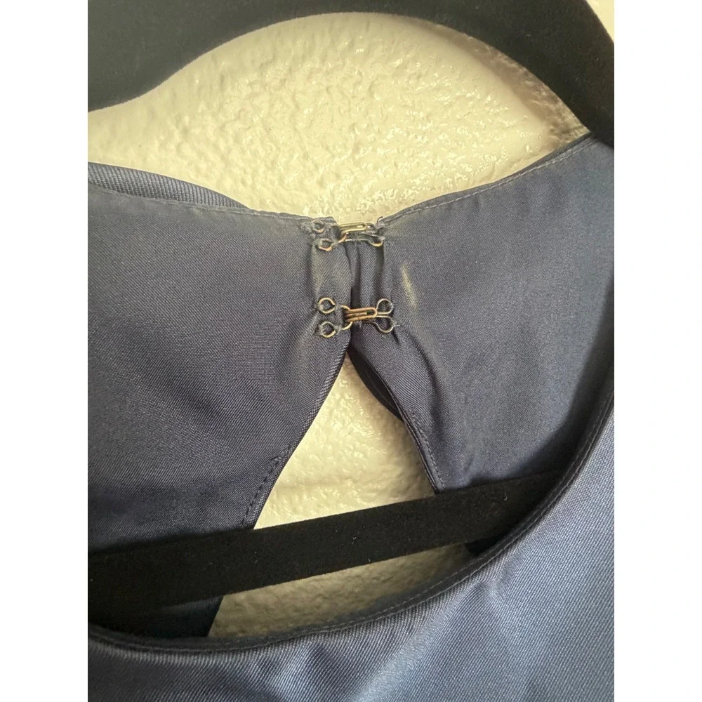 Alfred Sung D823 Midnight Navy Blue Bow Back Trumpet Maxi Gown Dress 16R - Picture 4 of 9